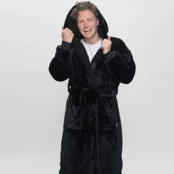 All Black Sherpa Dressing Gown