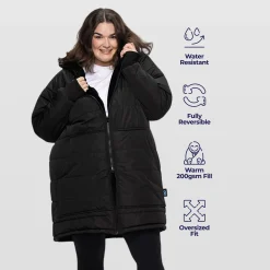 Black/Black Long Puffer Jacket