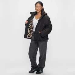 Black/Leopard Puffer Jacket