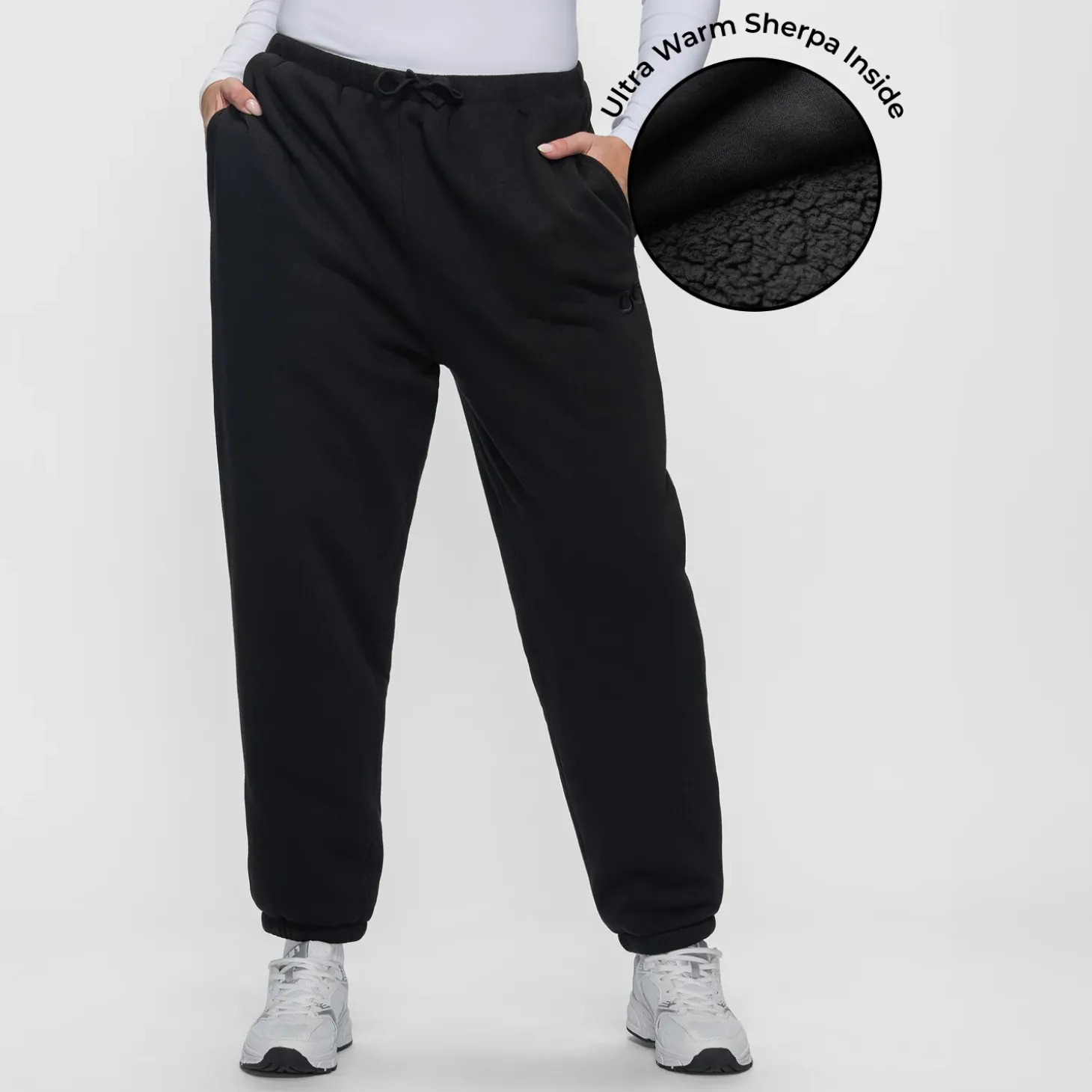 Black Sherpa Lined Cuff Trackpant