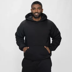 Black Sherpa Lined Fleece Hoodie