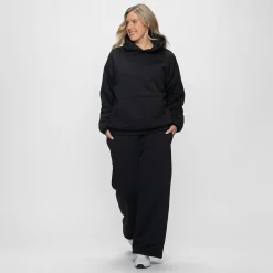 Black Sherpa Lined Wide Leg Trackpant