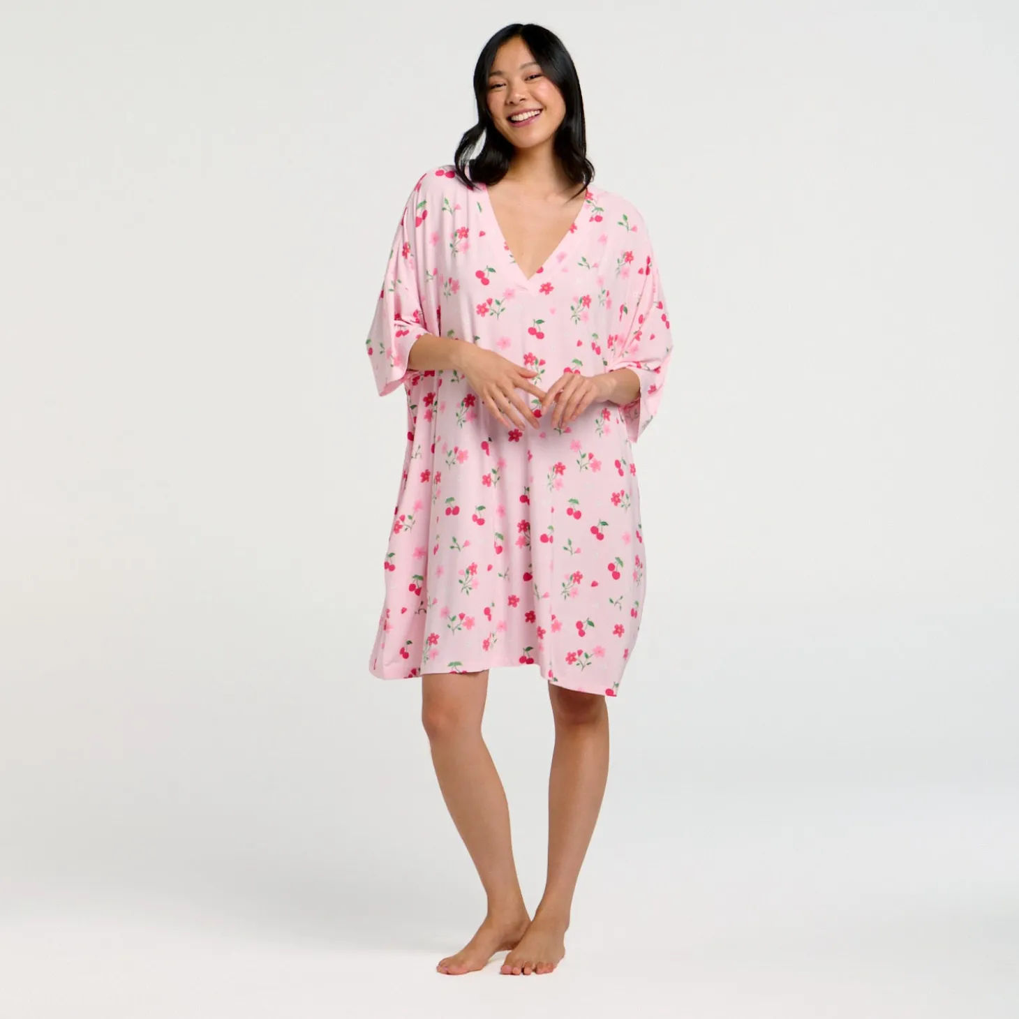 Blush Cherry V-Neck Sleep Tee Nightie
