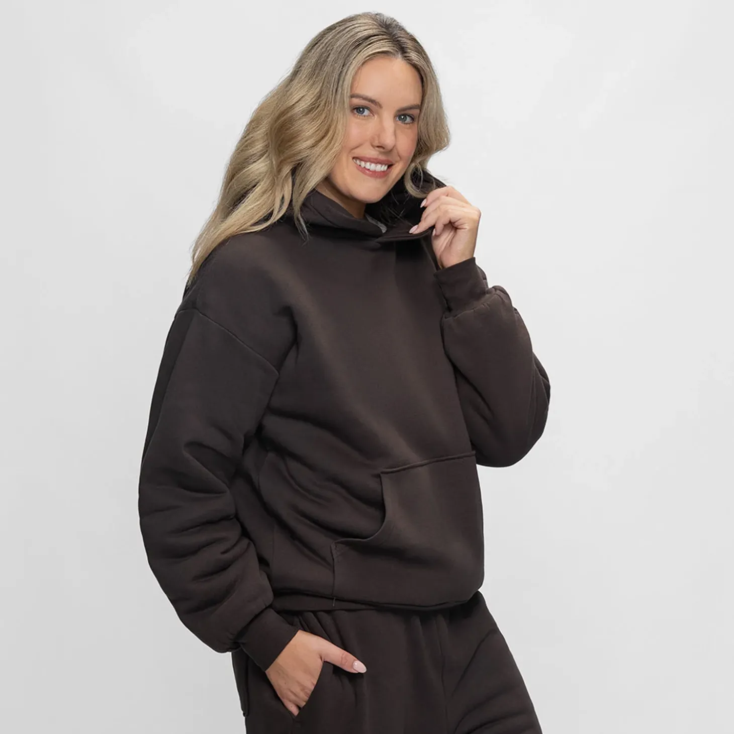 Chocolate Sherpa Lined Fleece Hoodie