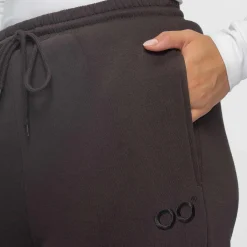 Chocolate Sherpa Lined Wide Leg Trackpant