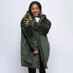 Khaki/Khaki Long Puffer Jacket