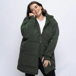 Khaki/Khaki Long Puffer Jacket