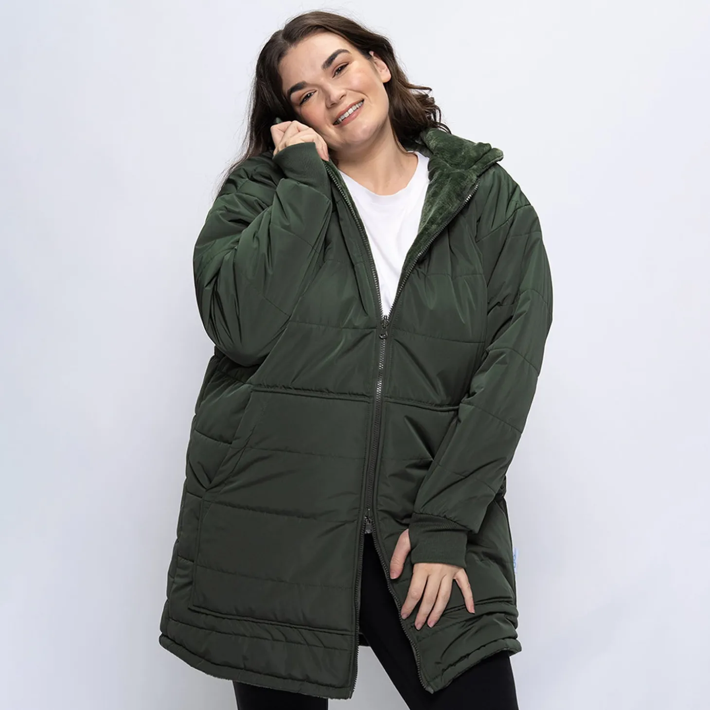 Khaki/Khaki Long Puffer Jacket
