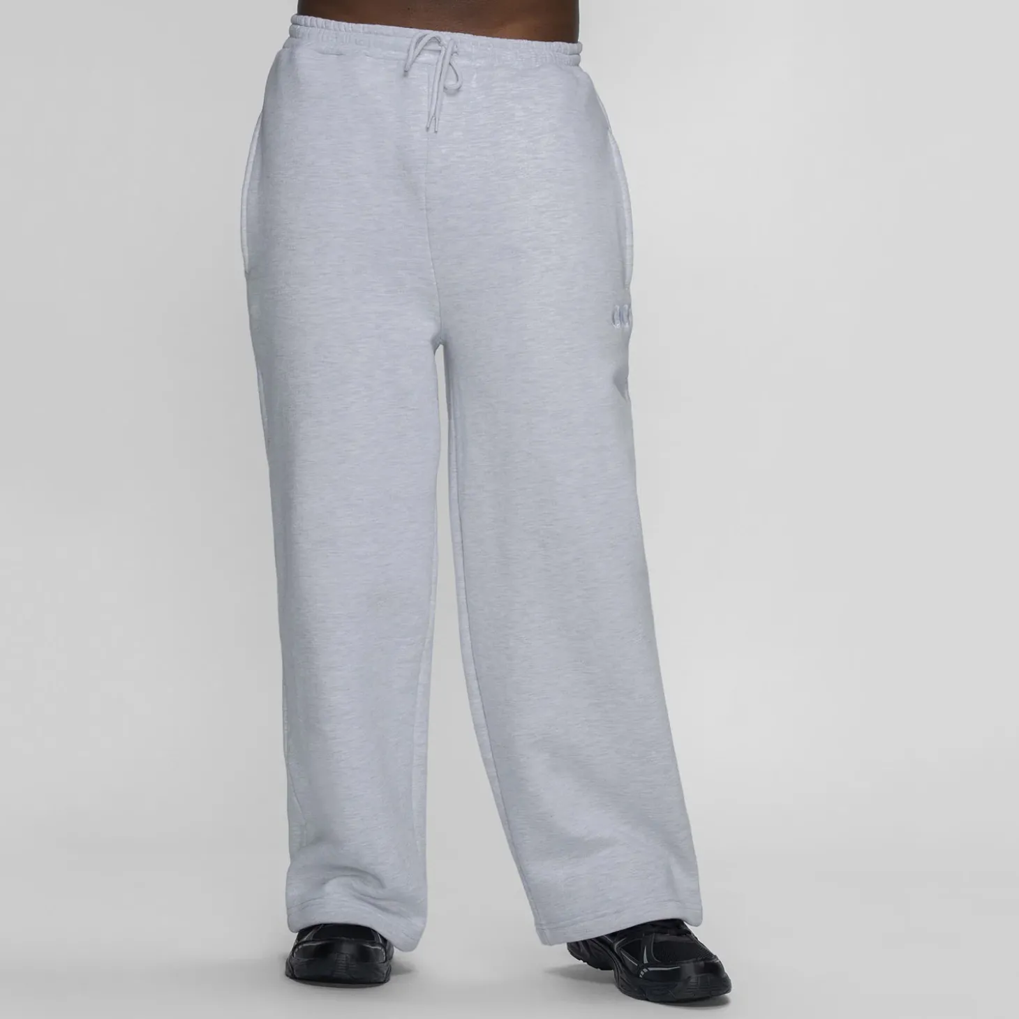 Light Grey Marle Fleece Wide Leg Trackpant