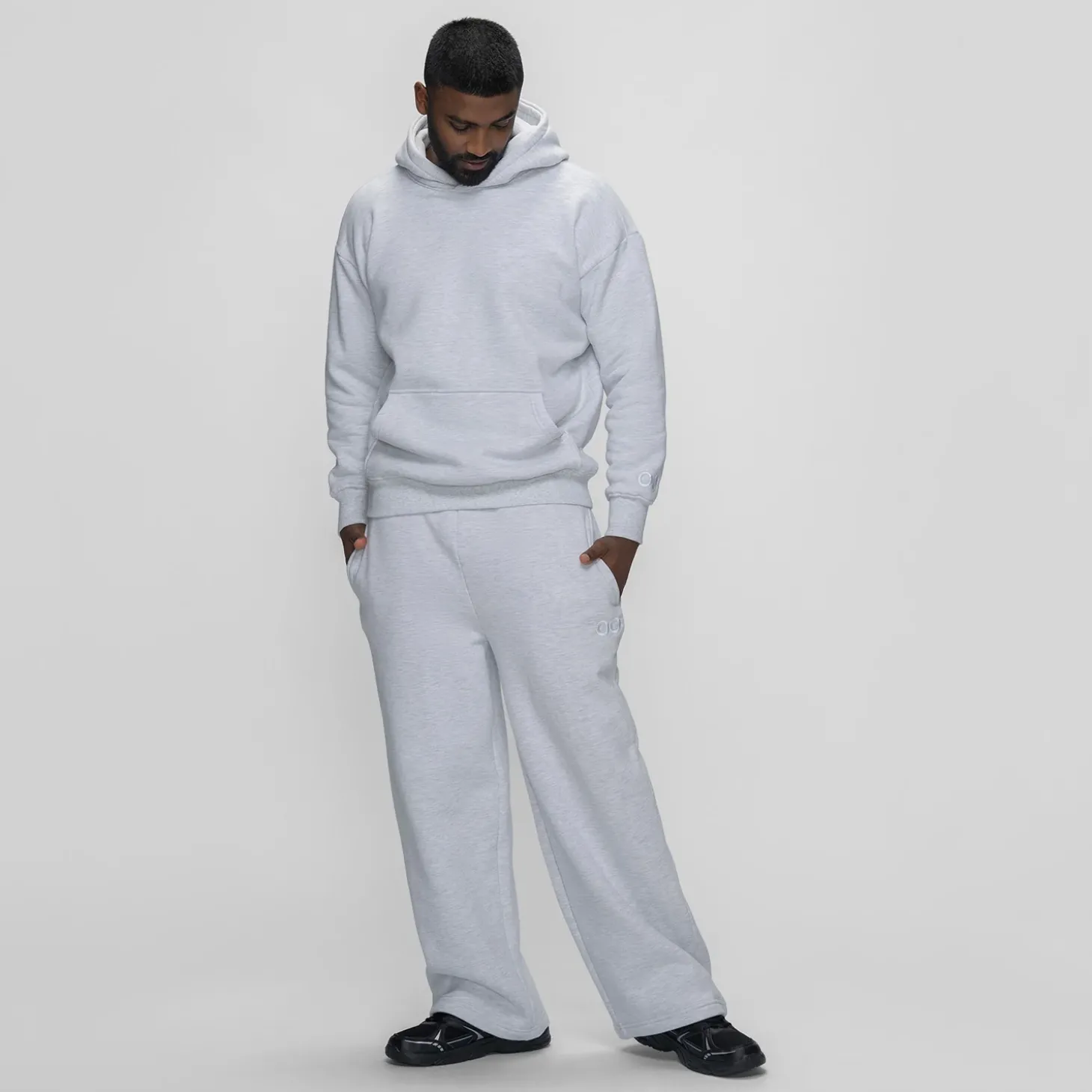 Light Grey Marle Fleece Wide Leg Trackpant