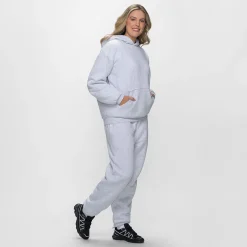 Light Grey Marle Sherpa Lined Fleece Hoodie