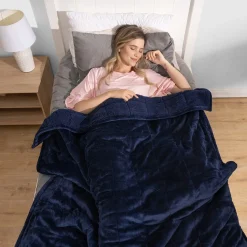 Navy Sherpa Blanket
