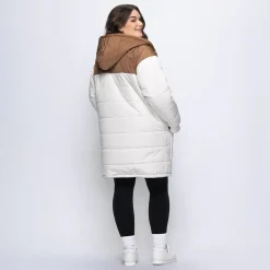 Off White Splice/Off White Long Puffer Jacket