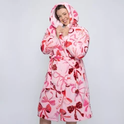 Pink Bows Sherpa Dressing Gown