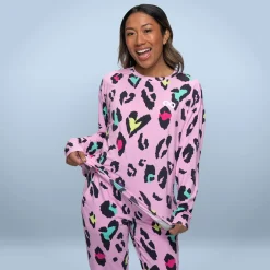 Pink Leopard Cooling Long Sleeve PJ Top