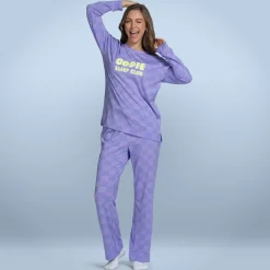 Purple Checker Cooling Long Sleeve PJ Top