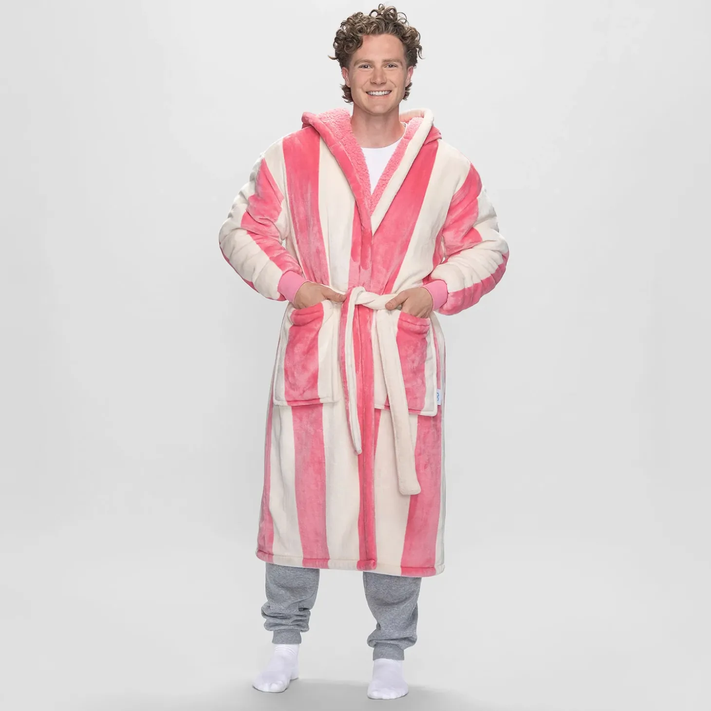Rose Stripe Sherpa Dressing Gown