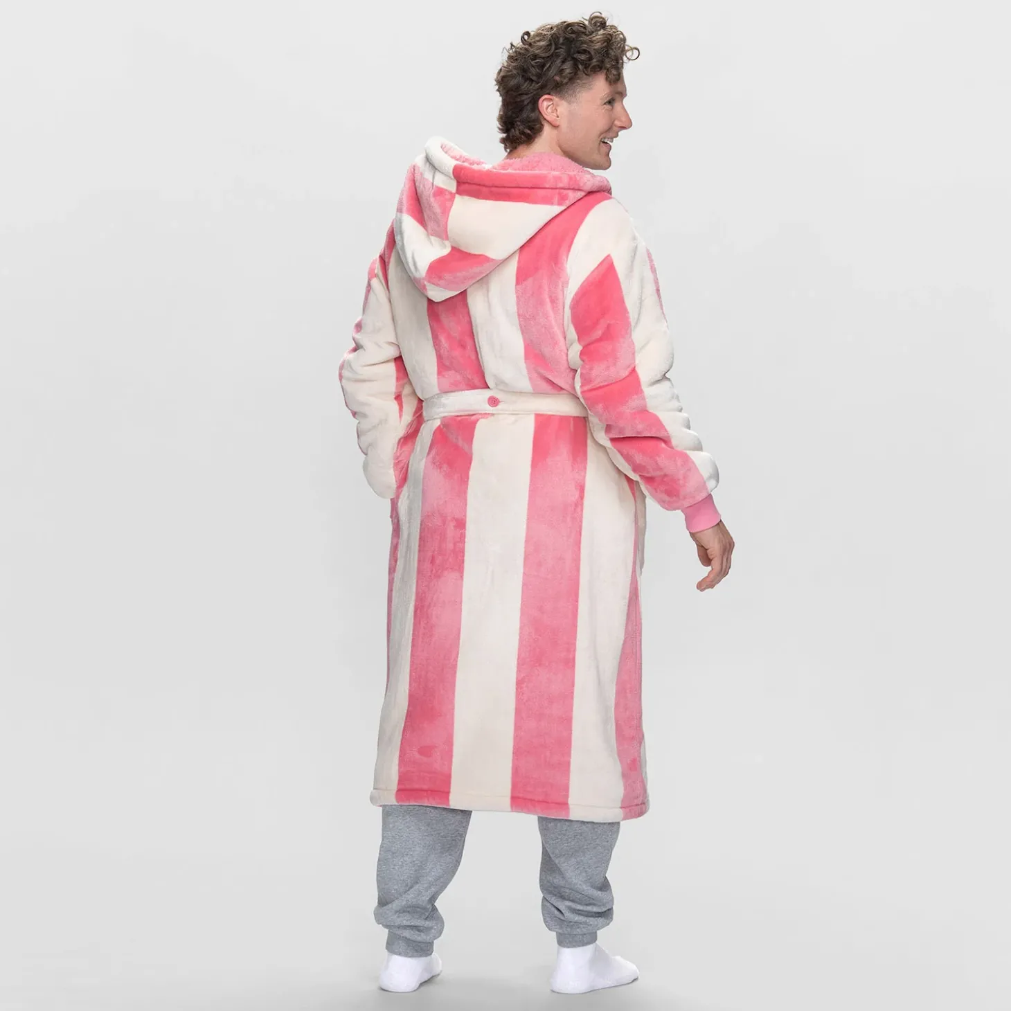 Rose Stripe Sherpa Dressing Gown