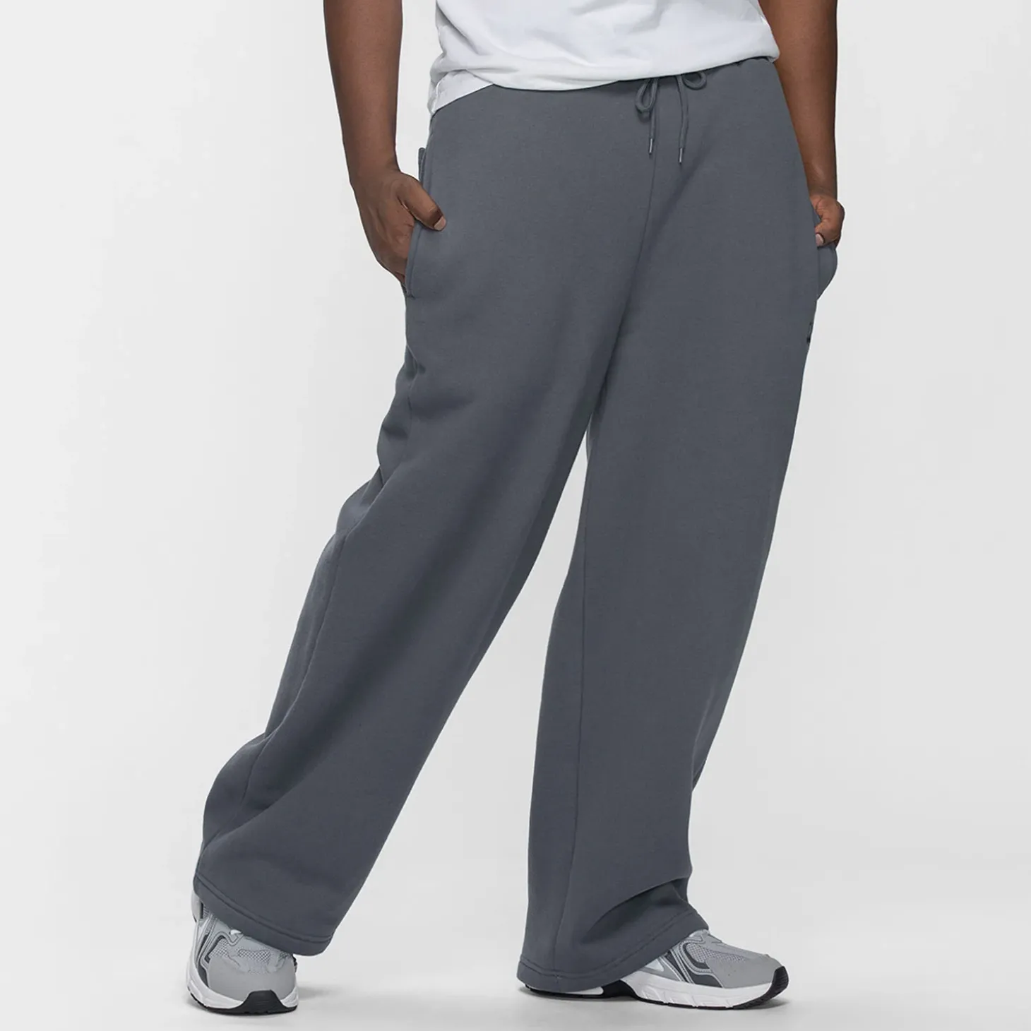 Slate Fleece Wide Leg Trackpant