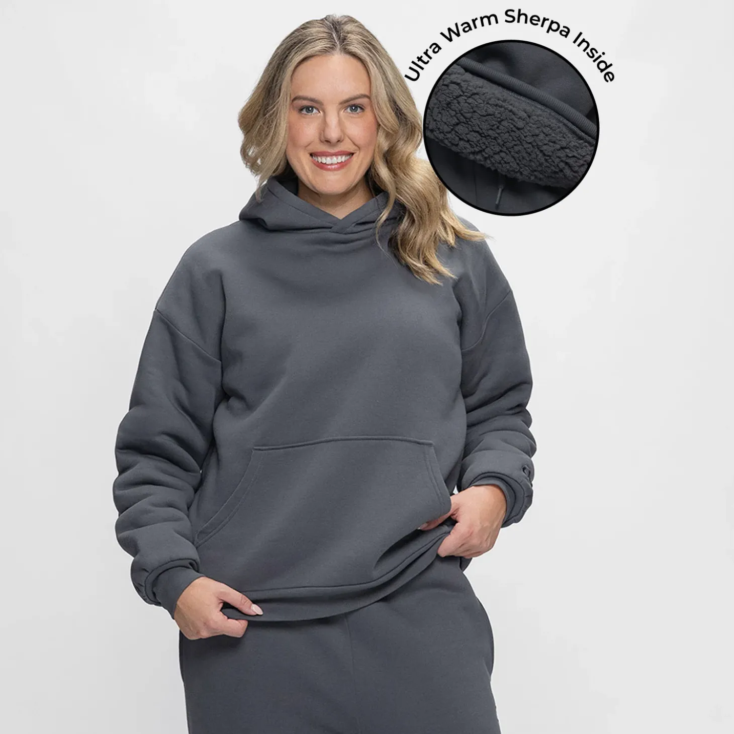 Slate Sherpa Lined Fleece Hoodie